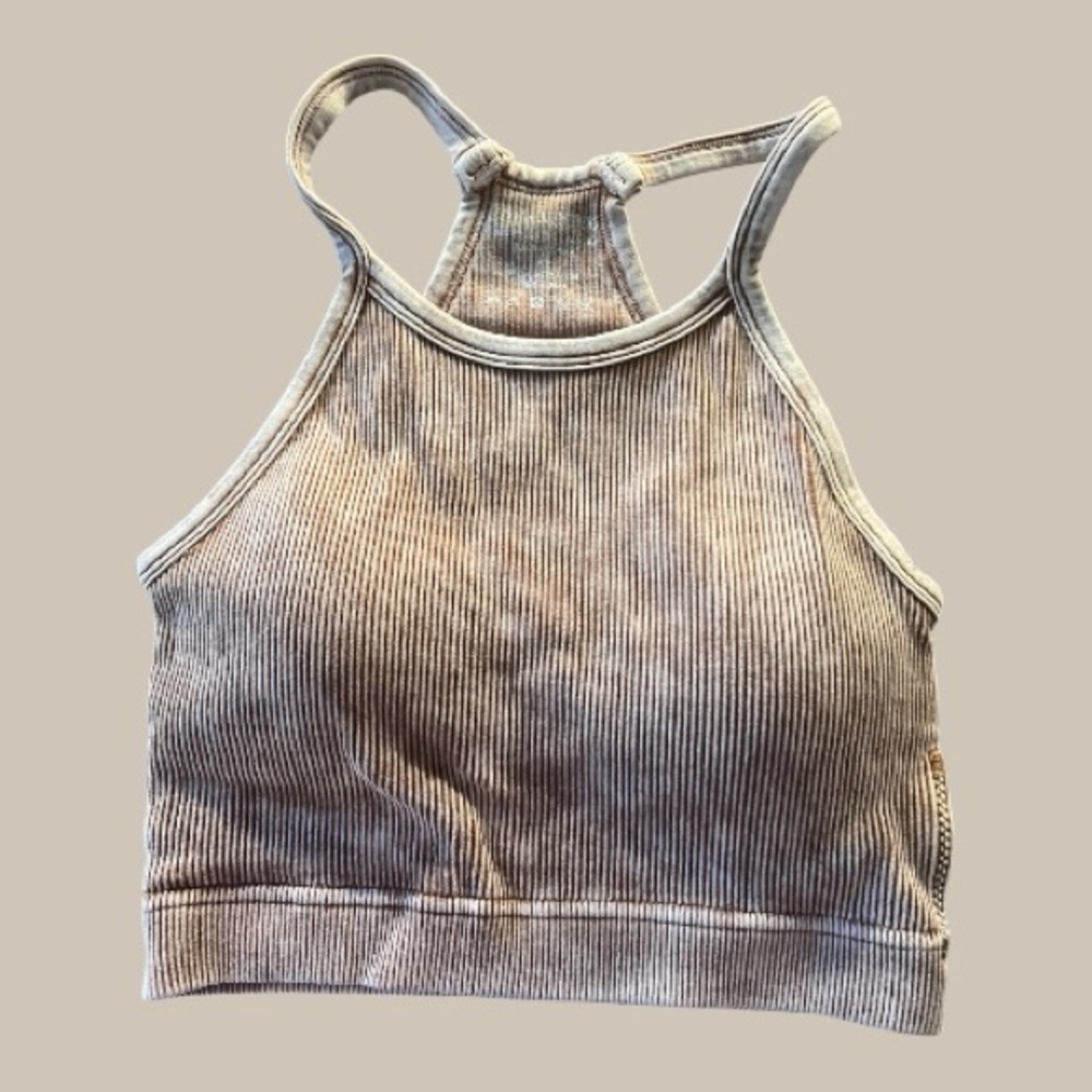 Zenana Deep Camel Mineral Wash Ribbed Brami